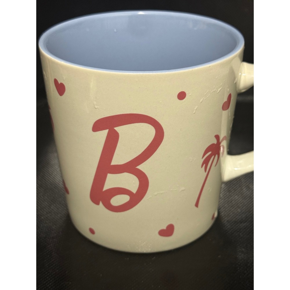Barbie Mug Light Cream Pink Hearts Palm Tree Jacket Graphic Zak 2024